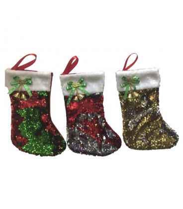 Bota Navidad con lentejuelas